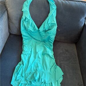 Women’s Teal Ruffled One-Piece Swimsuit